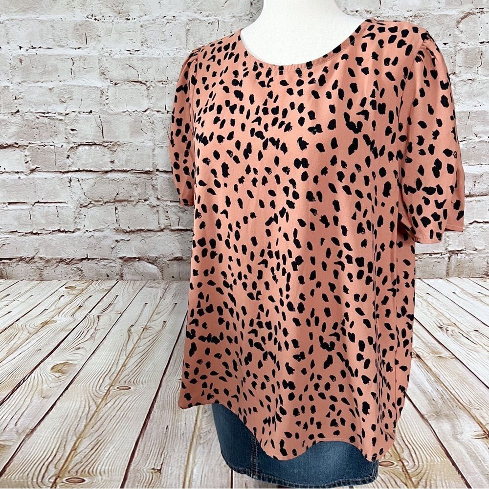 Paper moon stitch fix puff sleeve blouse animal print